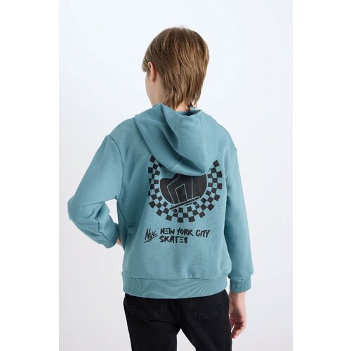 Defacto Boy's Hooded Back Printed Sweatshirt Cene