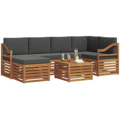 Set vanjskih sofa 7 kom. Prirodna i antracit Poliester Slike