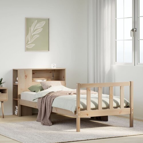 vidaXL Knjižna postelja brez vzmetnice bela 75x190 cm trdna borovina Cene