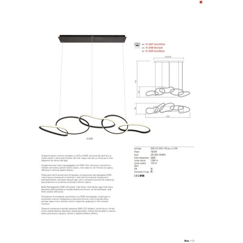  Redo 01-2599 - LED prigu&amp;scaron;iva luster na sajli BIAS LED/108,6W/230V 3000K crna Slike