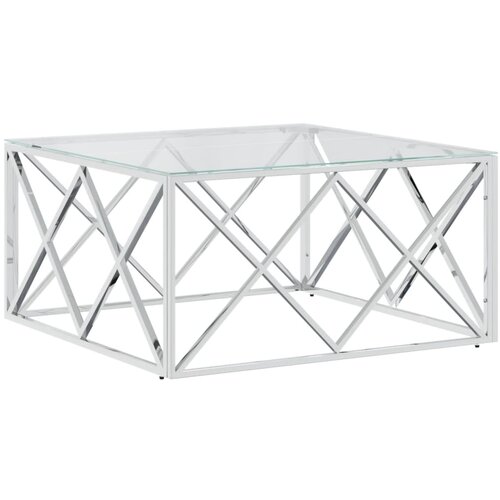 Maison Chic Klubska mizica - kavna mizica - Nizka mizica 80x80x40 cm nerjaveče jeklo in steklo, (21753801) Slike