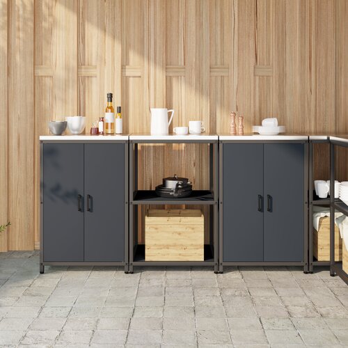 VidaXL Kuhinjski set za pohranu 3 pcs Antracit 180 x 50 x 92 cm Slike