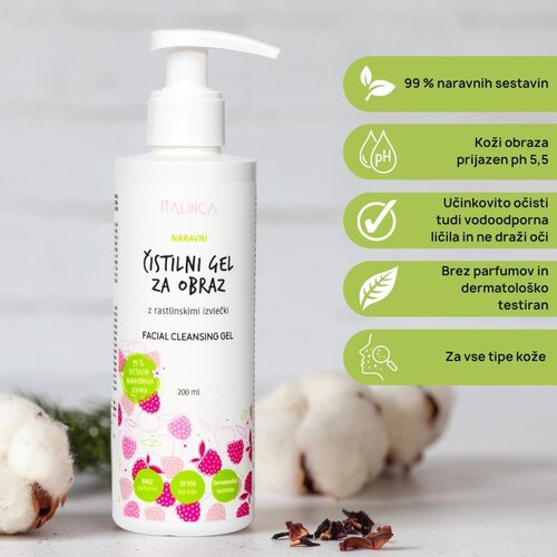 Malinca naravni čistilni gel za obraz 200ml Cene