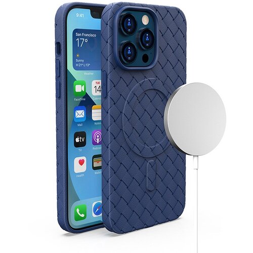HURTEL Pletena torbica za iPhone 13 Pro Max z MagSafe Woven Case, mornarsko modra, (21521724) Cene