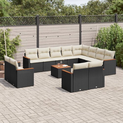 13-dijelni set vrtnih sofa s jastucima poliratan crni Cijene