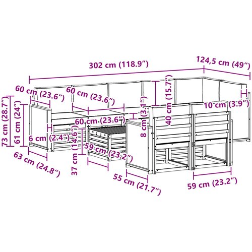  Set vanjskih sofa 8 kom. Prirodna i krem Slike