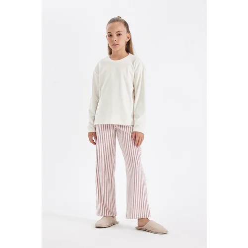 Defacto Girls Polar Fleece Long Sleeve Pajama Set