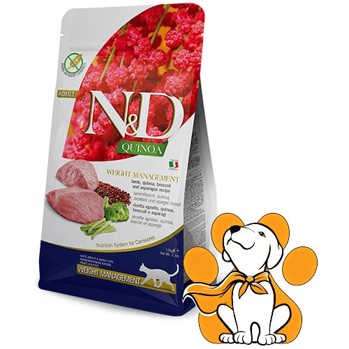 N&amp;amp;d Quinoa Hrana za gojazne mačke, Ukus jagnjetine, kinoe, brokolija i &amp;scaron;pargle, 1.5kg Slike