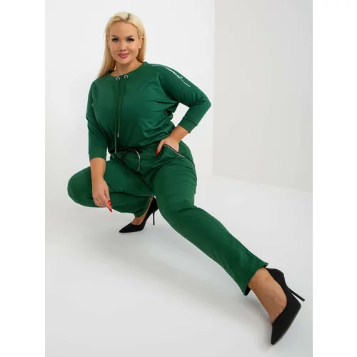 Fashion Hunters Dark green plus size sweatpants with elastic waistband by Savage