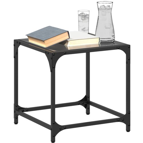  The Living Store Klubske mizice s črno stekleno povr&amp;scaron;ino 2 kos 40x40x40 cm jeklo - Klubska Mizica, (21495956) Slike