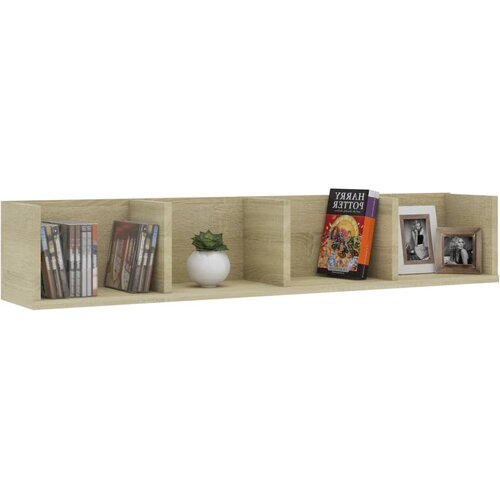  Zidna polica za CD-ove boja hrasta 100 x 18 x 18 cm drvena Slike