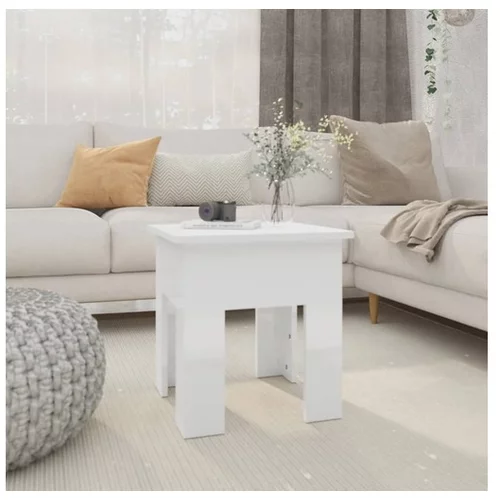  Klubska mizica visok sijaj bela 40x40x42 cm iverna plošča
