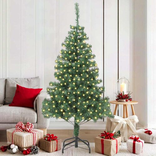 VidaXL Umjetno božićno drvce S LED lampica Zelena 180 x 40 cm PVC Slike