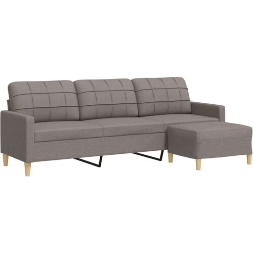 VidaXL Trosjed s tabureom smeđesivi 210 cm od tkanine Slike