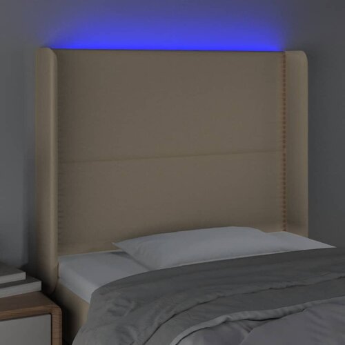  LED uzglavlje krem 103 x 16 x 118/128 cm od tkanine Slike
