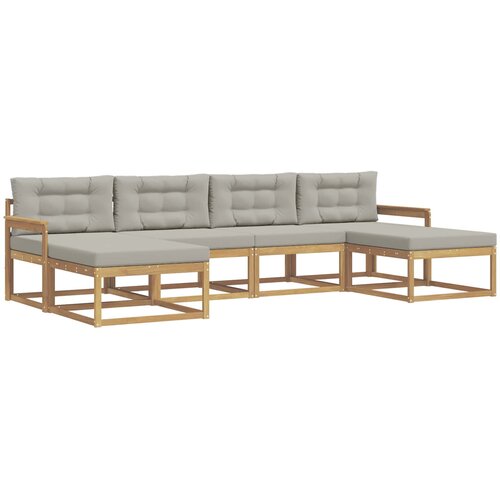  Set vanjskih sofa 6 kom. Bijela i svjetlosiva Smeđa 329 x 162,5 x 73 cm Slike