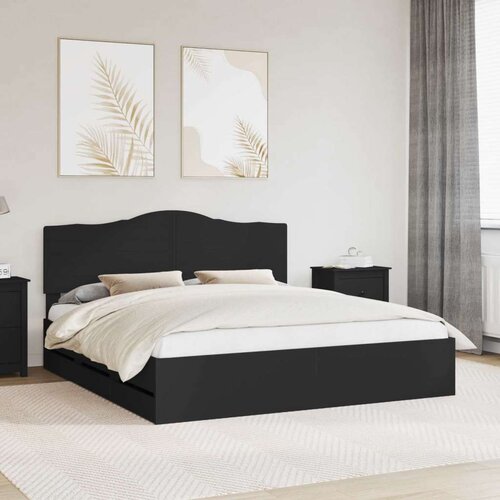  Okvir za krevet Crna 200 x 200 cm Inženjersko Drvo - Crna 200 x 200 cm Cene