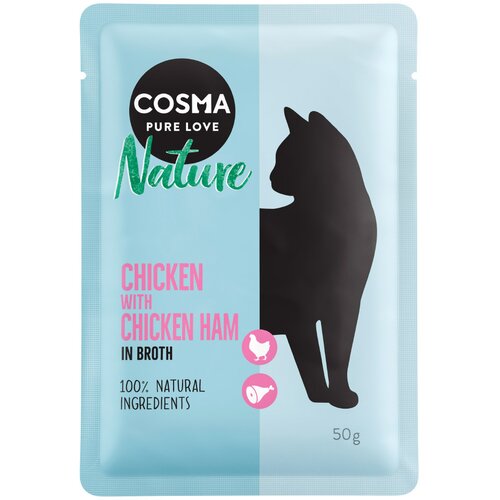Cosma Ekonomično pakiranje: Nature hrana za mačke u vrećicama 18 x 50 g - piletina i pileća &scaron;unka Cijene