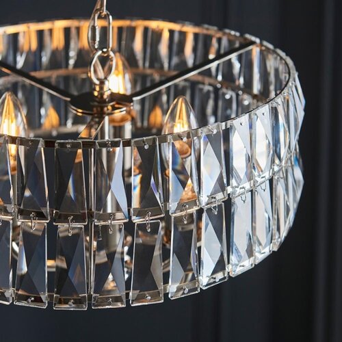  Endon 104466 - Luster na lancu CLIFTON 3xE14/6W/230V sjajni hrom/prozirno staklo Slike