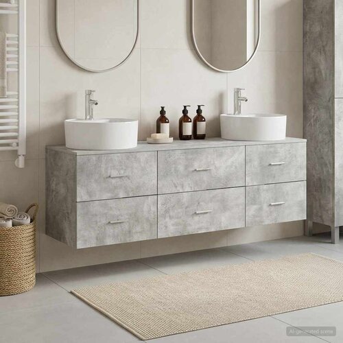  Set ormarića za kupaonicu 3 kom. Betonska siva 62,5 x 44,5 x 50 cm Cene