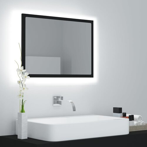 vidaXL LED kopalniško ogledalo črno 60x8,5x37 cm iverna plošča Cene