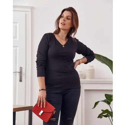 Fasardi Black Plus Size long-sleeved blouse