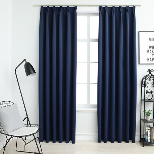 vidaXL Zavjese za zamračivanje s kukama 2 kom plave 140 x 225 cm Cijene