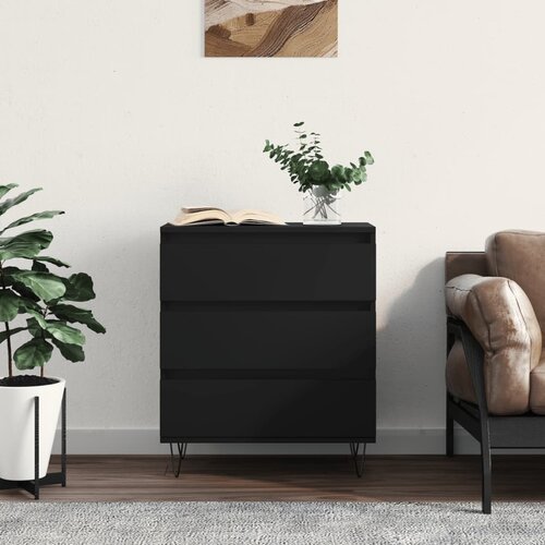 VidaXL Komoda črna 60x35x70 cm inženirski les Slike