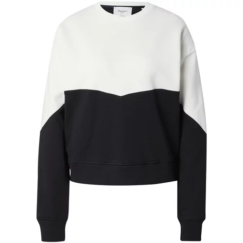 PepeJeans Sweater majica 'HILDA' crna / bijela