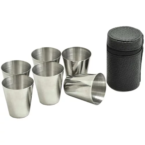 Set od 6 prijenosnih čaša od nehrđajućeg čelika 30 ml + vrećica
