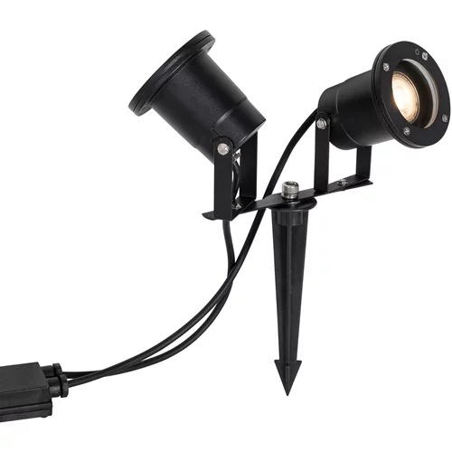 QAZQA Vrtni reflektor črn vključno s kablom in vtičem za 2 luči IP65 - Basic