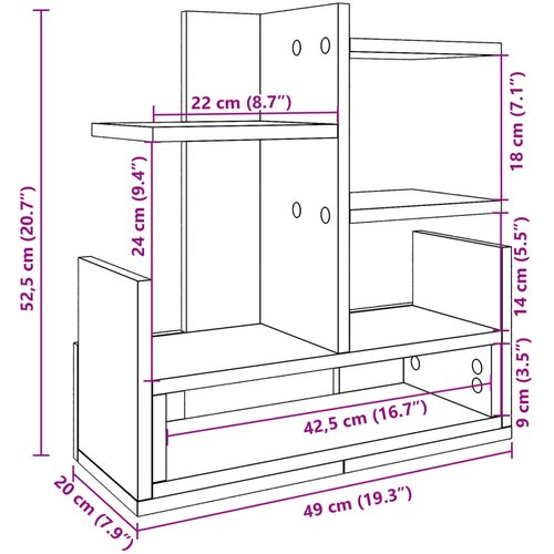  Organizator za stol boja hrasta 49x20x52,5 cm konstruirano drvo Slike