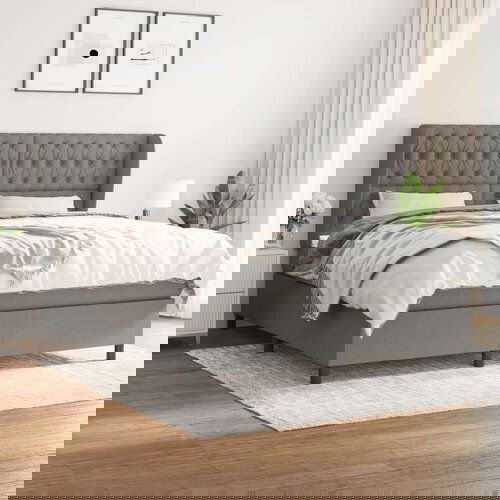  Kreveta s oprugama i madrac svjetlosivi 180x200cm tkanina Slike