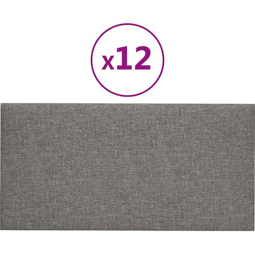  Zidna uzglavlja 12 pcs Svijetlo siva 30 x 15 cm tkanina Slike