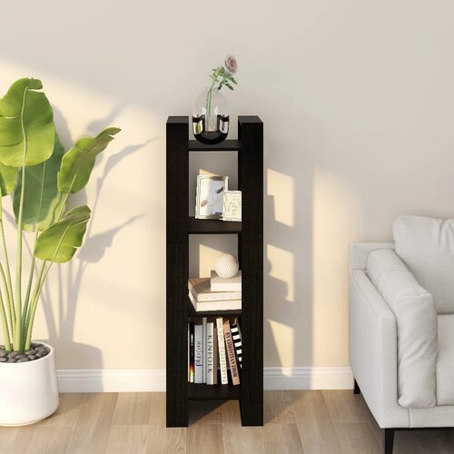 VidaXL Ormarić za knjige / pregrada crni 41 x 35 x 125 cm od borovine Slike