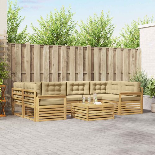  Set vanjskih sofa 7 kom. Bijela i bež Poliester Cene