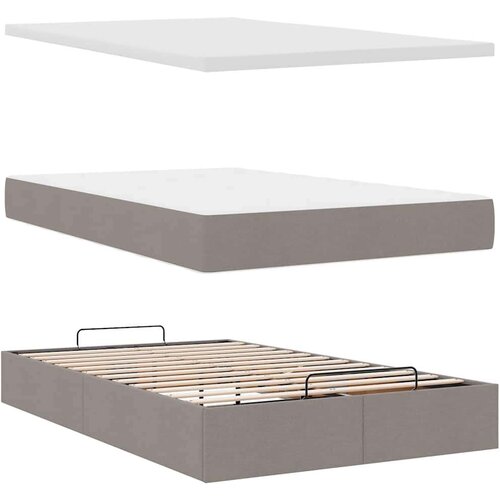 vidaXL Otomanski posteljni okvir z vzmetnico taupe 120x190 cm blago, (21607123) Cene