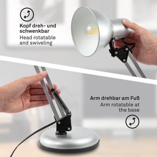BRILO Stona lampa PIXA 1xE14/25W/230V srebrna Slike