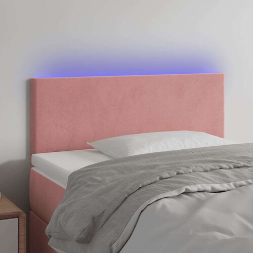  LED posteljno vzglavje roza 100x5x78/88 cm žamet Cene