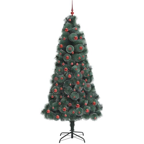 VidaXL Umjetno prethodno osvijetljeno božićno drvce s kuglicama 210 cm Slike