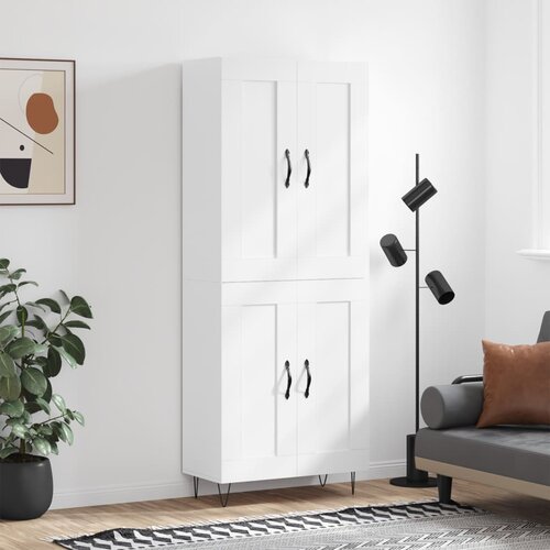 vidaXL Visoka omara bela 69,5x34x180 cm inženirski les Cene
