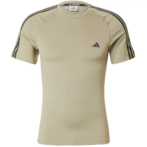 Adidas Funkcionalna majica 'Techfit 3-Stripes ' svetlo zelena / črna