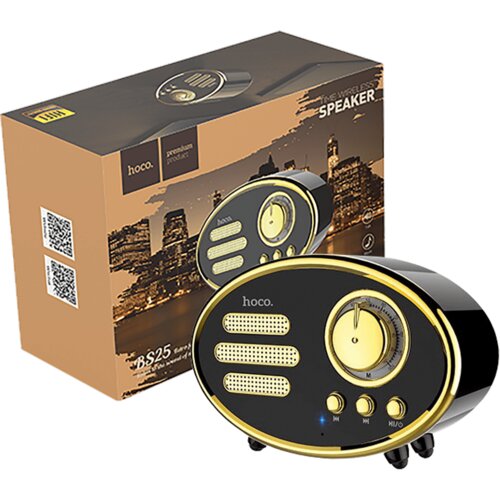 hoco. Brezžični zvočnik, Bluetooth, retro, 1200 mAh, 5 h, 5 W, črn - BS25 Time, Bluetooth, retro, črn Cene