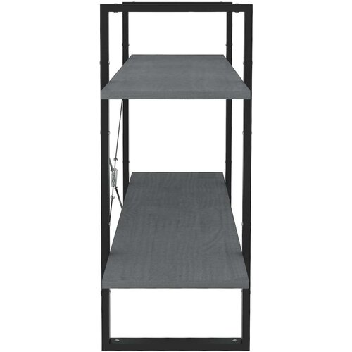 VidaXL Knjižna omara 2-nadstropna siva 100x30x70 cm trdna borovina Slike
