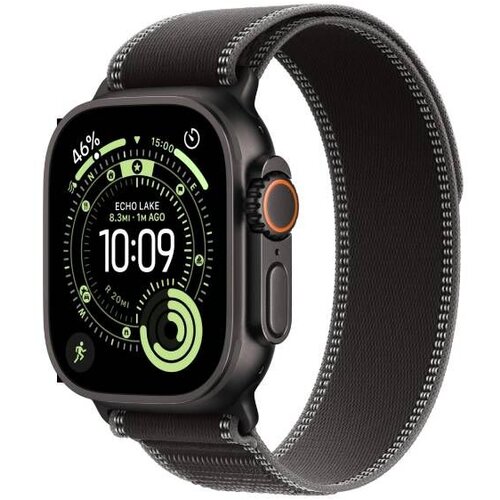 Apple watch ultra 3 cellular 49mm black titanium case with black/charcoal trail loop - m/l (mf1h4se/a) Slike