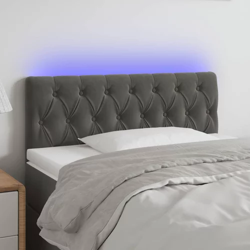 vidaXL LED posteljno vzglavje temno sivo 90x7x78/88 cm žamet