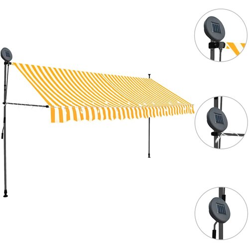 Tenda na ručno uvlačenje LED 350 cm bijelo-narančasta Slike