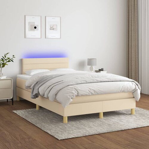 The Living Store Box spring postelja z vzmetnico LED krem 120x200 cm blago - Box Spring Postelja, (21516217) Cene