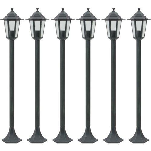 The Living Store vrtne ulične svetilke 6 kosov E27 110 cm aluminij temno zelene - vrtna ulična svetilka, (21743195) Slike