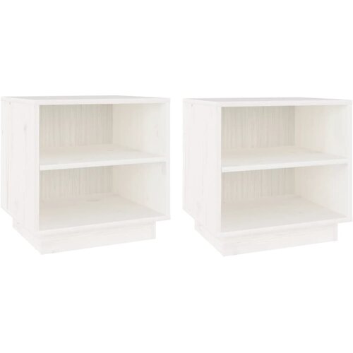Maison Chic Dvo delni komplet Nočne omarice - Nočne mize bela 40x34x40 cm trdna borovina, (21688527) Slike
